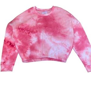 Oversized pink tie dye crew neck